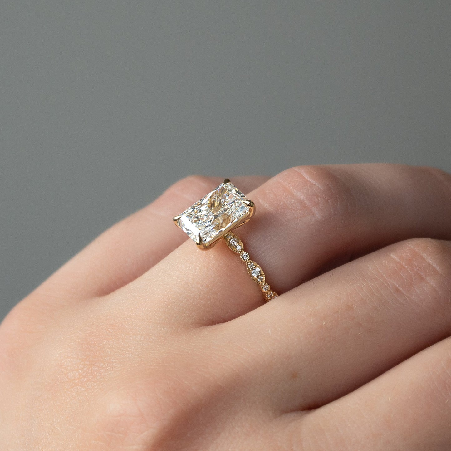 Asscher Three Stones Engagement Ring – 5.75 CT Moissanite Diamond