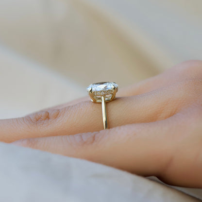 Asscher Three Stones Engagement Ring – 5.75 CT Moissanite Diamond