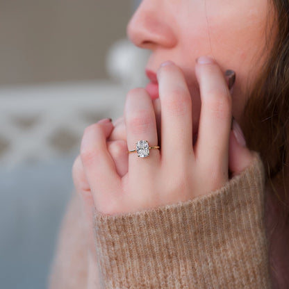 Asscher Three Stones Engagement Ring – 5.75 CT Moissanite Diamond