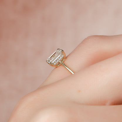 Asscher Three Stones Engagement Ring – 5.75 CT Moissanite Diamond