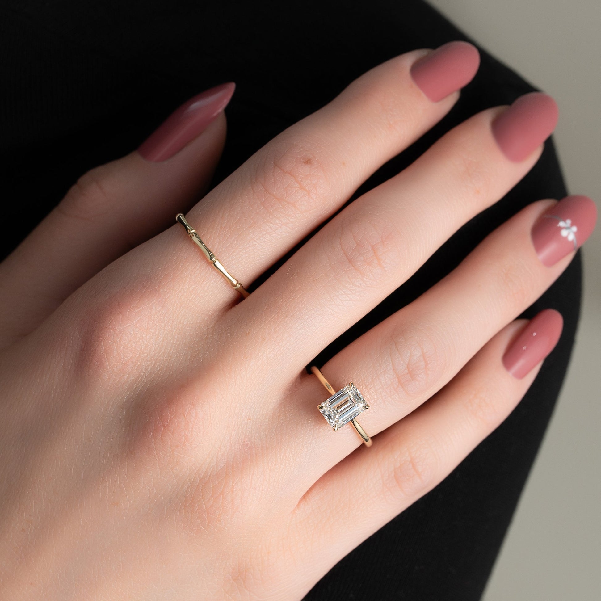 Asscher Three Stones Engagement Ring – 5.75 CT Moissanite Diamond