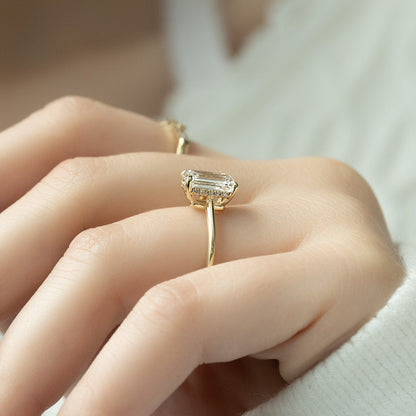 Asscher Three Stones Engagement Ring – 5.75 CT Moissanite Diamond