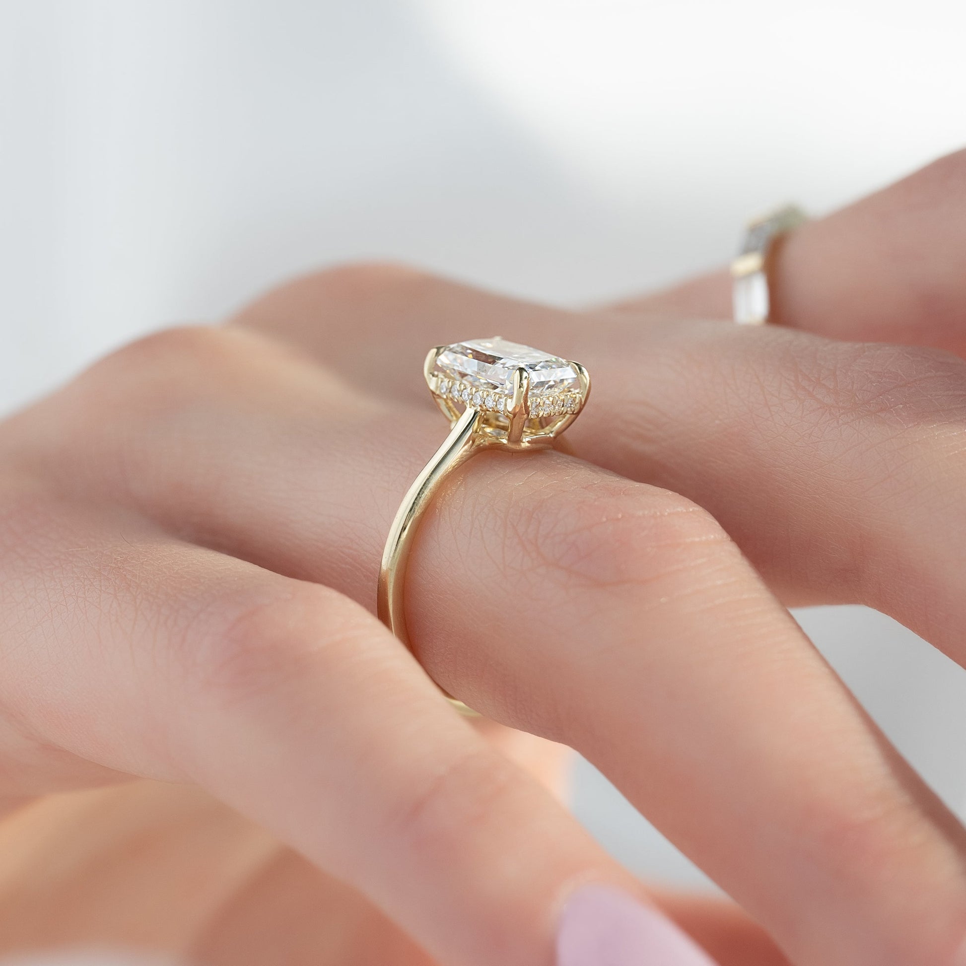 Asscher Three Stones Engagement Ring – 5.75 CT Moissanite Diamond