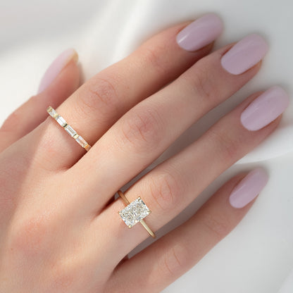 Asscher Three Stones Engagement Ring – 5.75 CT Moissanite Diamond