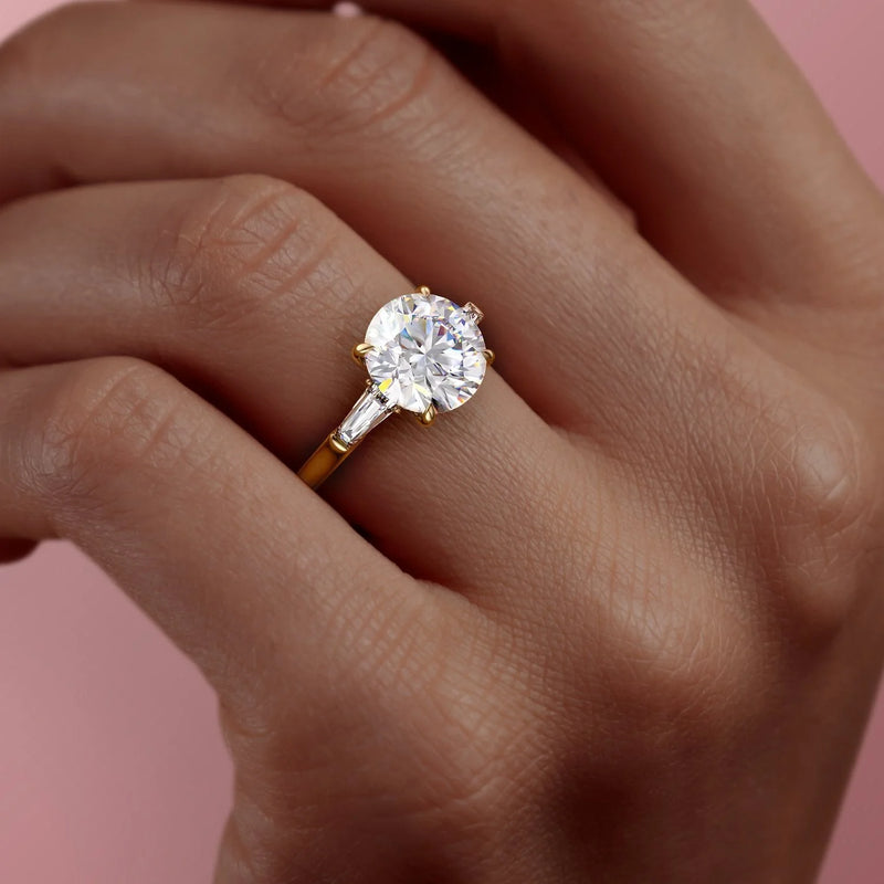Asscher Three Stones Engagement Ring – 5.75 CT Moissanite Diamond