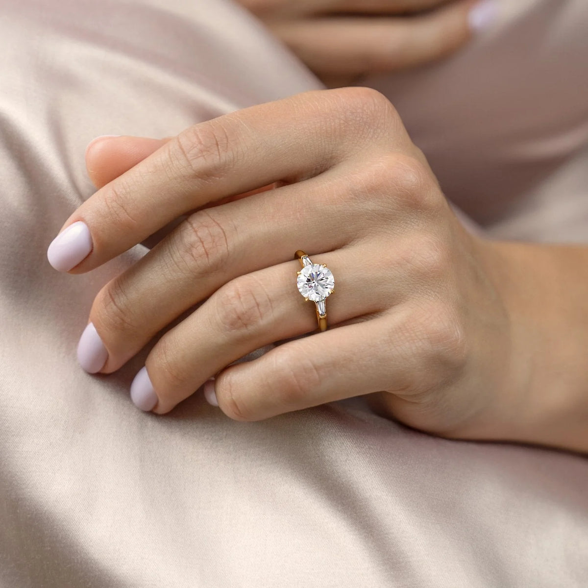 Asscher Three Stones Engagement Ring – 5.75 CT Moissanite Diamond