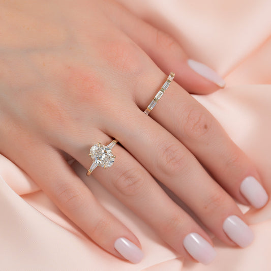 Asscher Three Stones Engagement Ring – 5.75 CT Moissanite Diamond