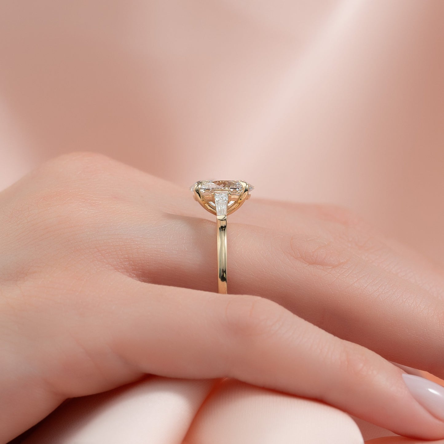 Asscher Three Stones Engagement Ring – 5.75 CT Moissanite Diamond