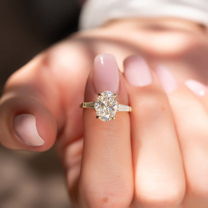 Asscher Three Stones Engagement Ring – 5.75 CT Moissanite Diamond