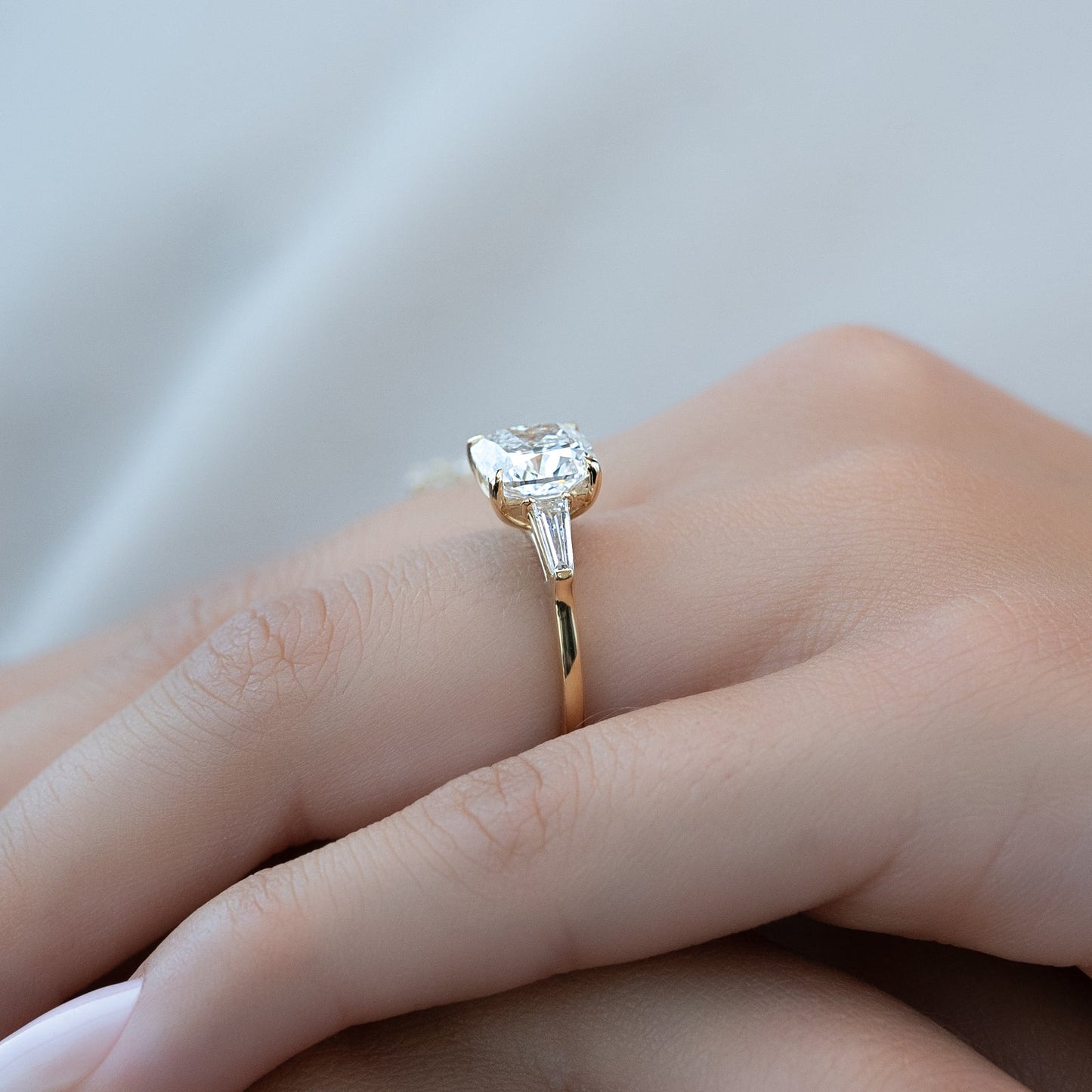 Asscher Three Stones Engagement Ring – 5.75 CT Moissanite Diamond