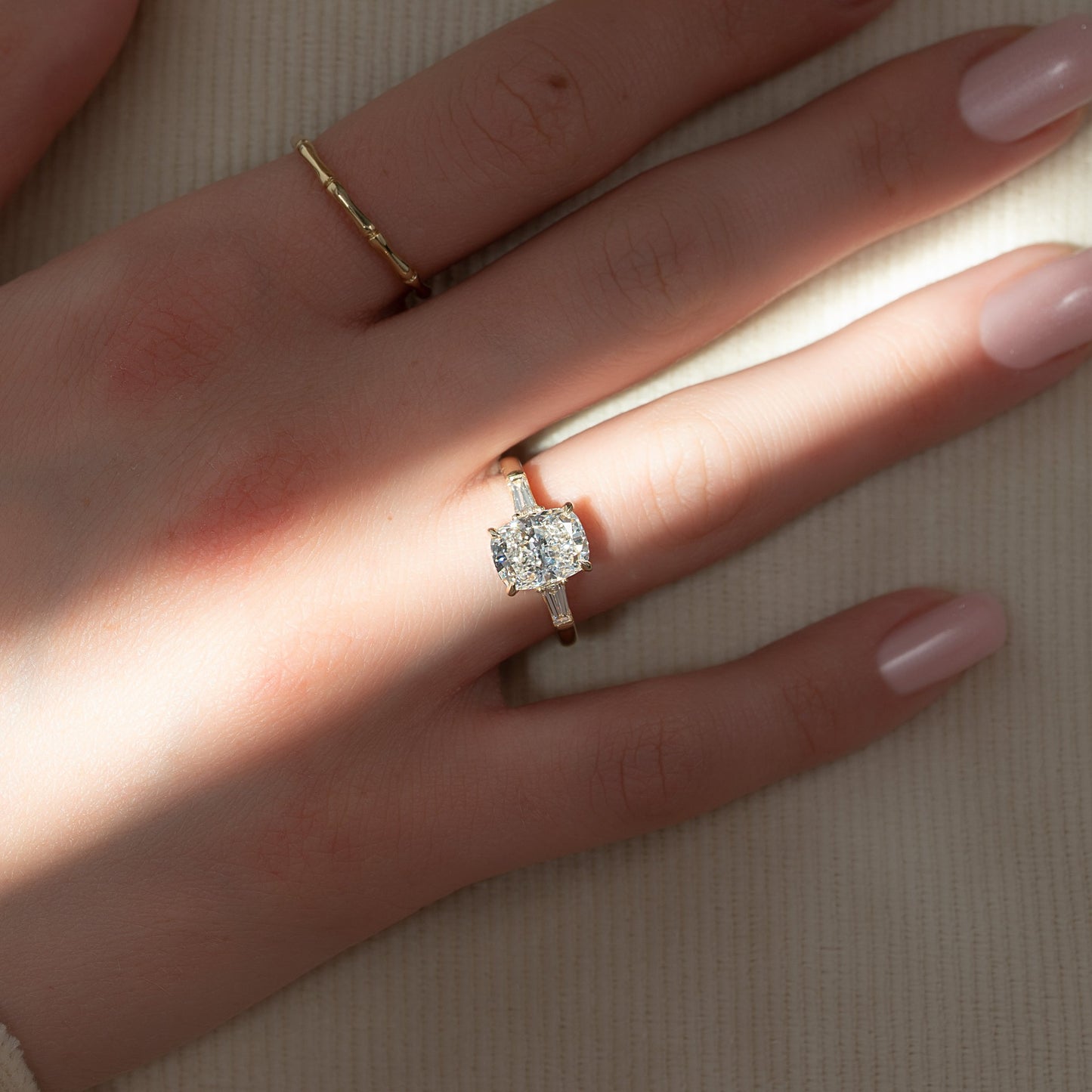 Asscher Three Stones Engagement Ring – 5.75 CT Moissanite Diamond