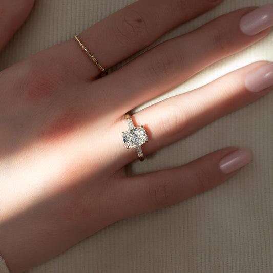 Asscher Three Stones Engagement Ring – 5.75 CT Moissanite Diamond