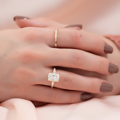 Asscher Three Stones Engagement Ring – 5.75 CT Moissanite Diamond