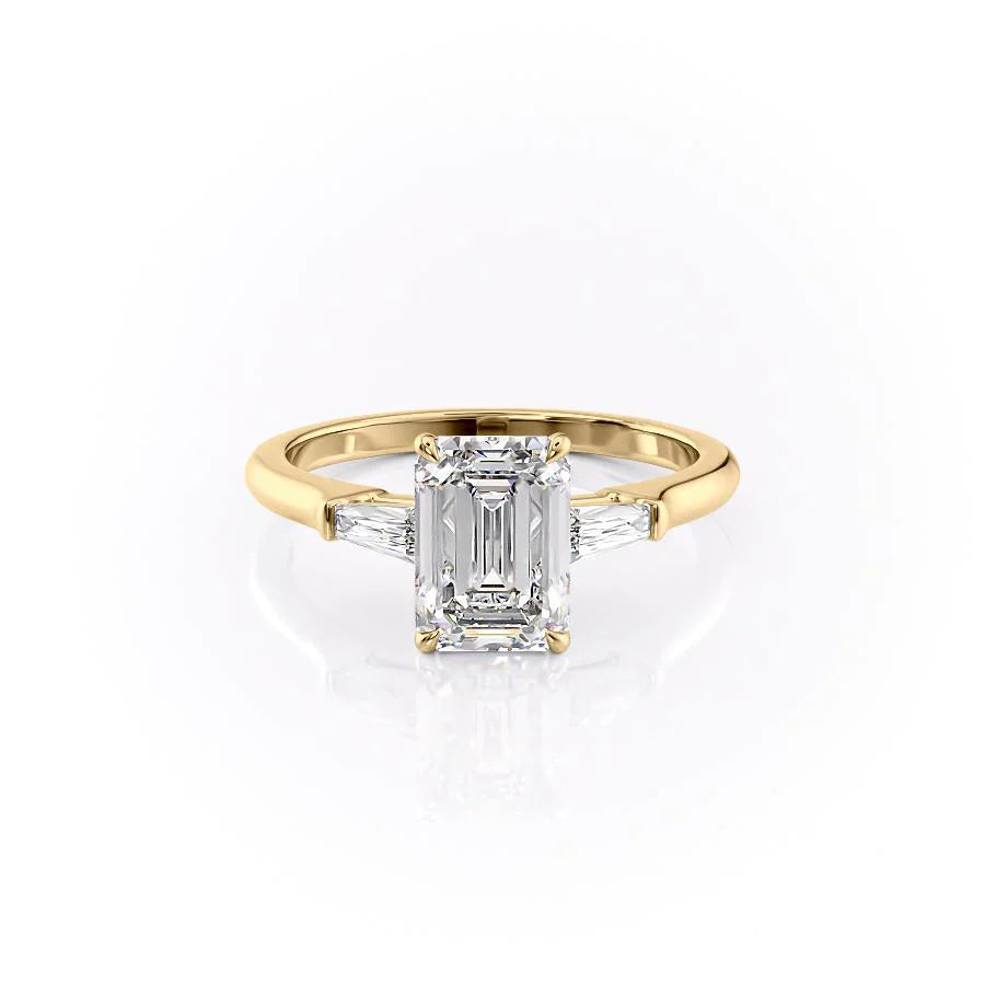 Asscher Three Stones Engagement Ring – 5.75 CT Moissanite Diamond