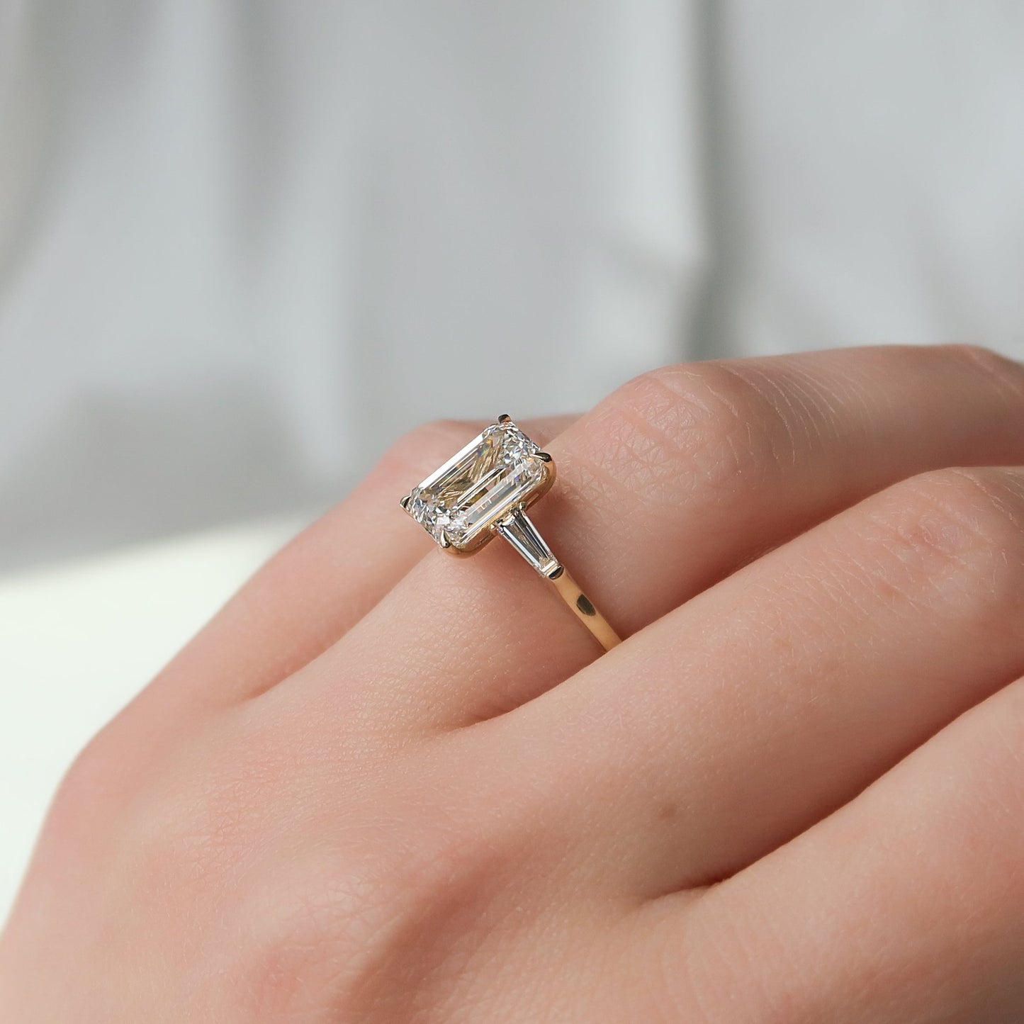 Asscher Three Stones Engagement Ring – 5.75 CT Moissanite Diamond