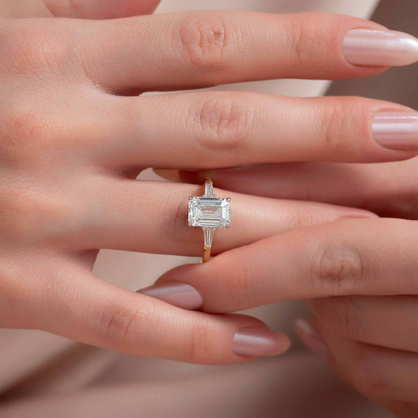Asscher Three Stones Engagement Ring – 5.75 CT Moissanite Diamond