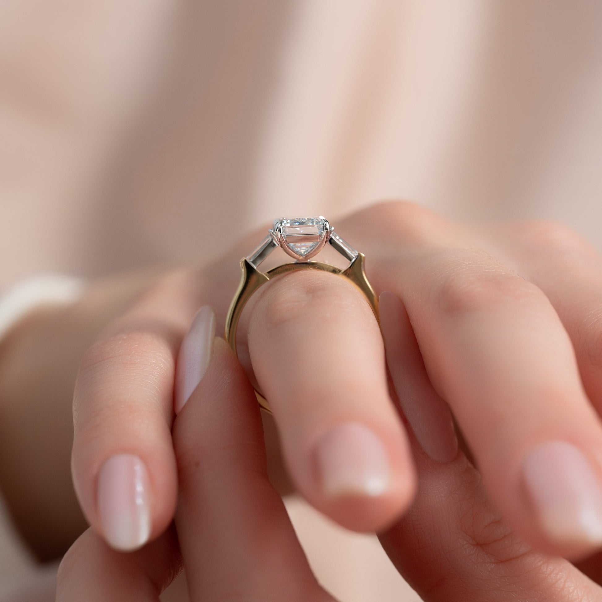 Asscher Three Stones Engagement Ring – 5.75 CT Moissanite Diamond