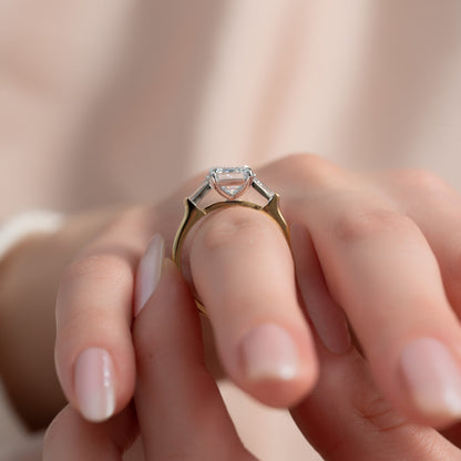 Asscher Three Stones Engagement Ring – 5.75 CT Moissanite Diamond