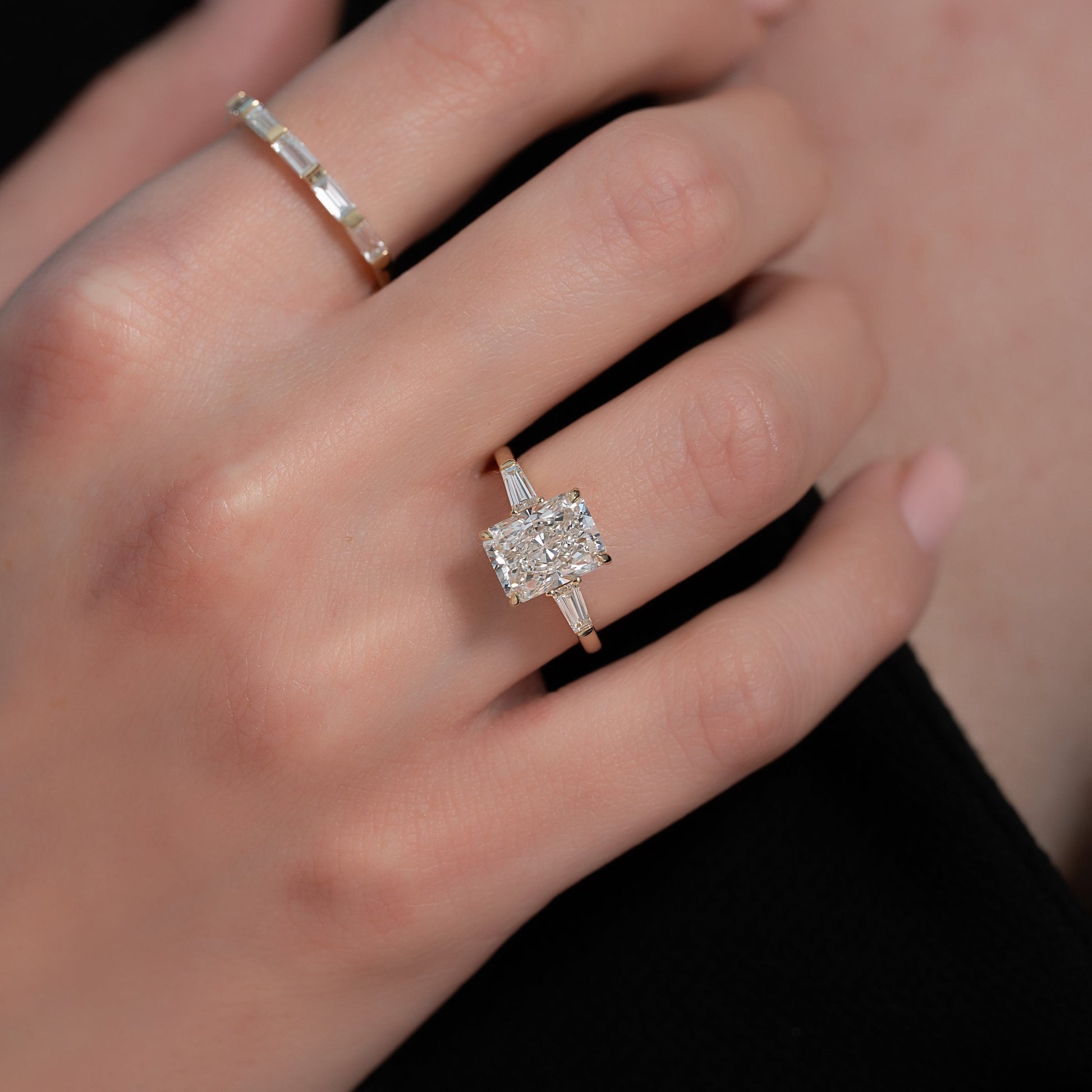 Asscher Three Stones Engagement Ring – 5.75 CT Moissanite Diamond