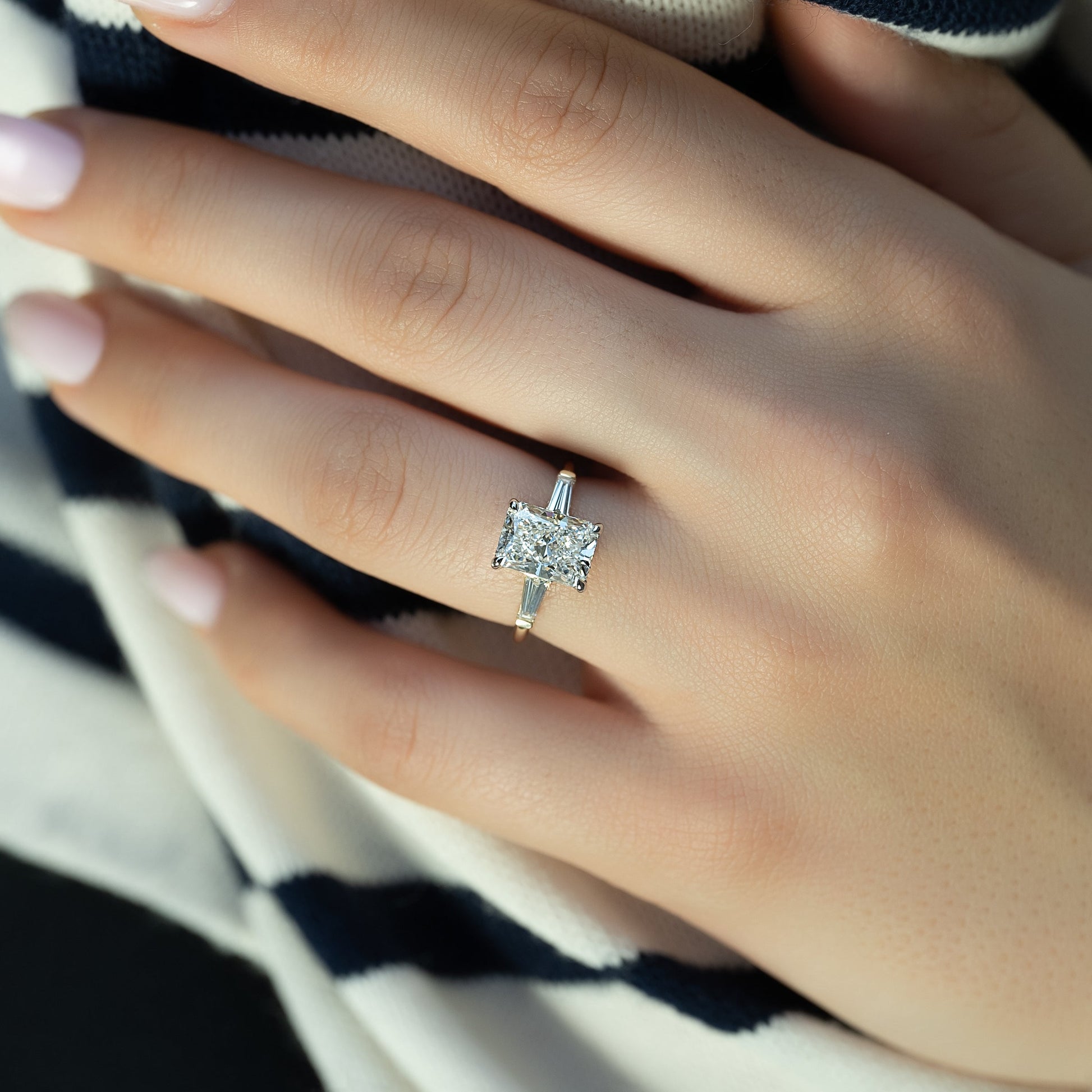 Asscher Three Stones Engagement Ring – 5.75 CT Moissanite Diamond