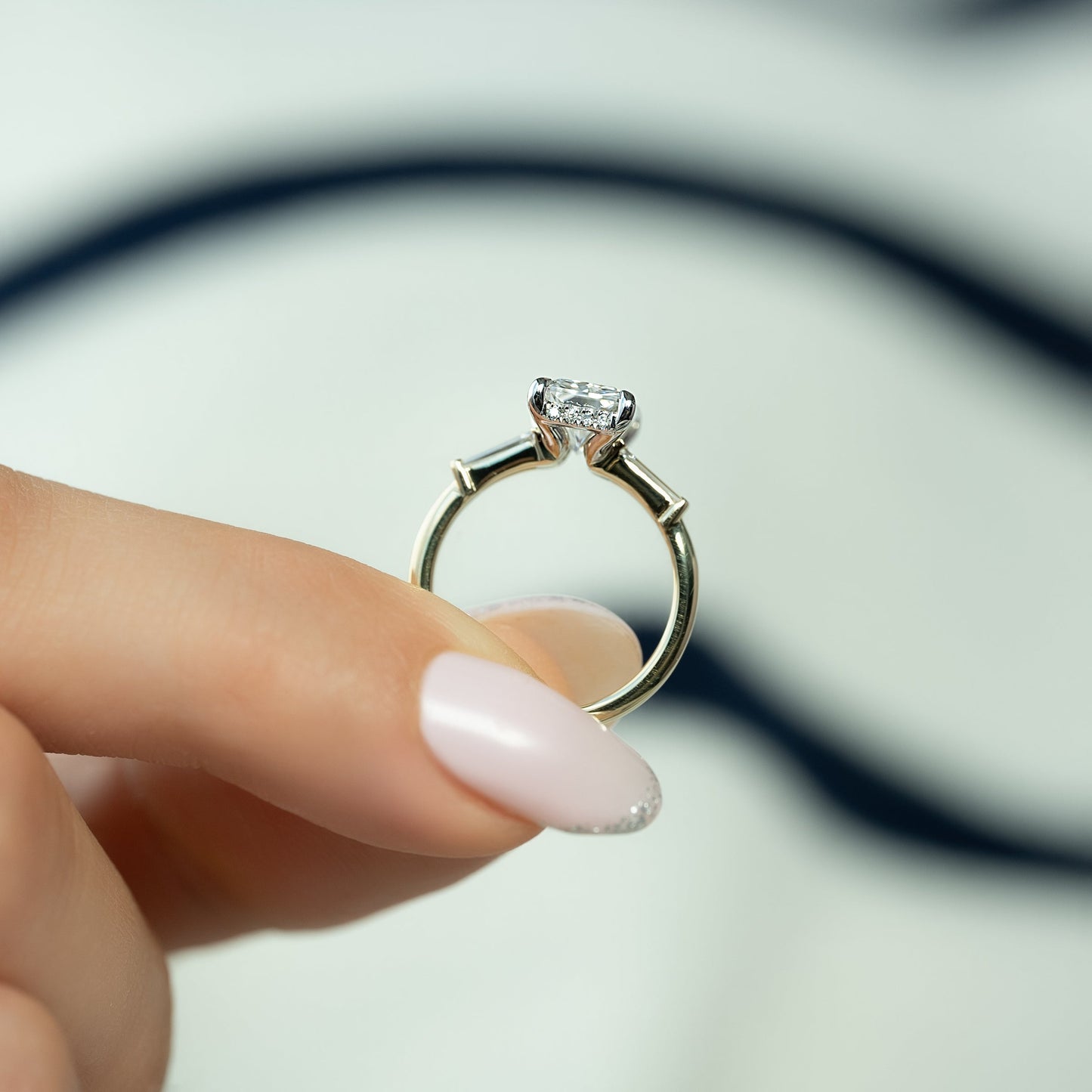 Asscher Three Stones Engagement Ring – 5.75 CT Moissanite Diamond