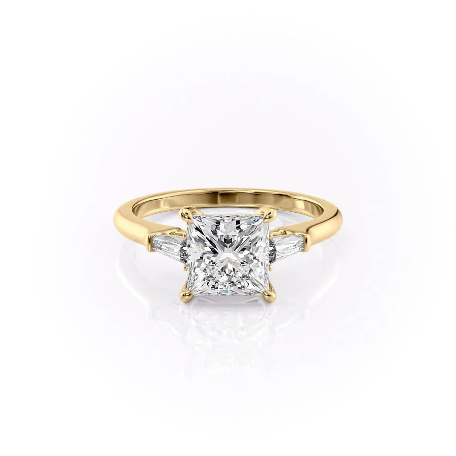 Asscher Three Stones Engagement Ring – 5.75 CT Moissanite Diamond