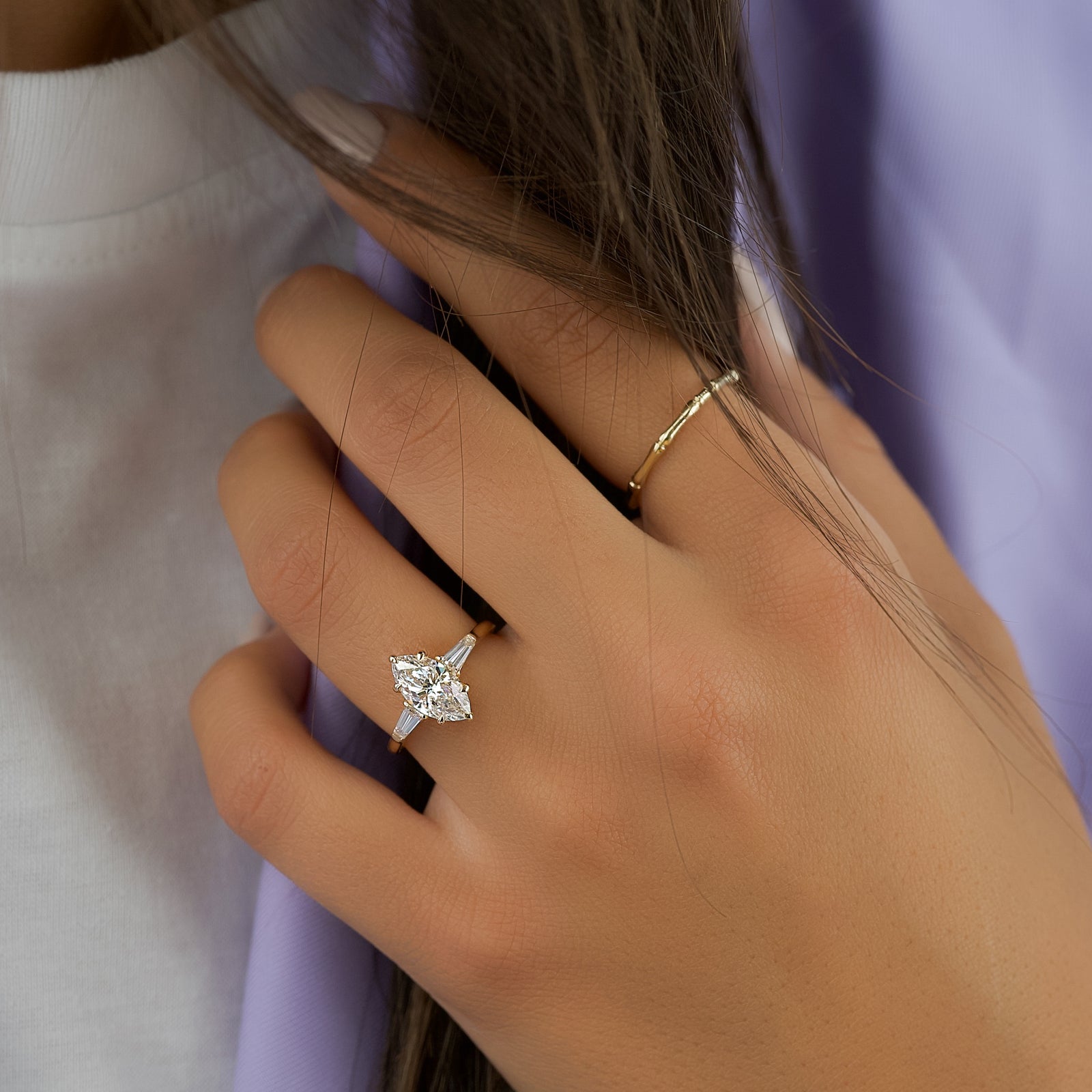 Asscher Three Stones Engagement Ring – 5.75 CT Moissanite Diamond