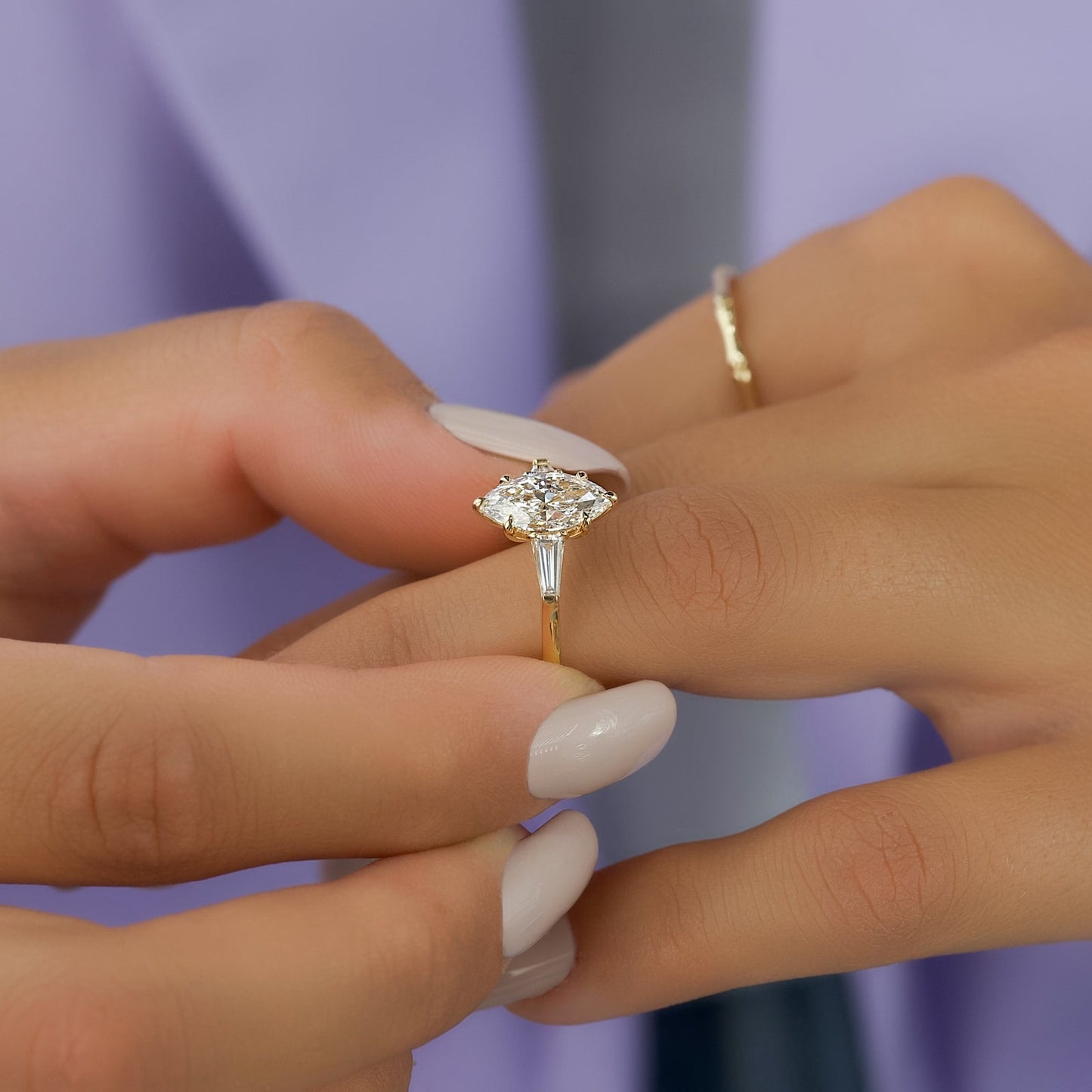 Asscher Three Stones Engagement Ring – 5.75 CT Moissanite Diamond
