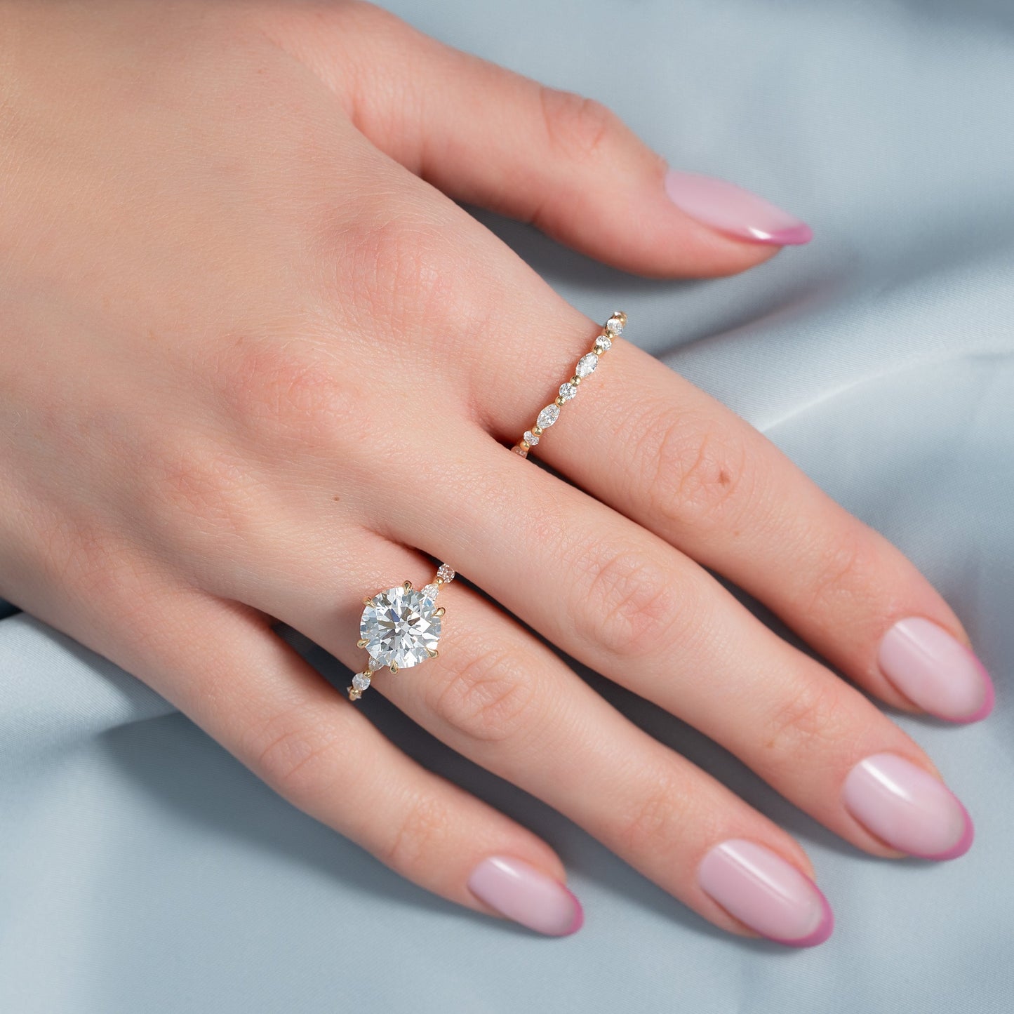 Asscher Three Stones Engagement Ring – 5.75 CT Moissanite Diamond