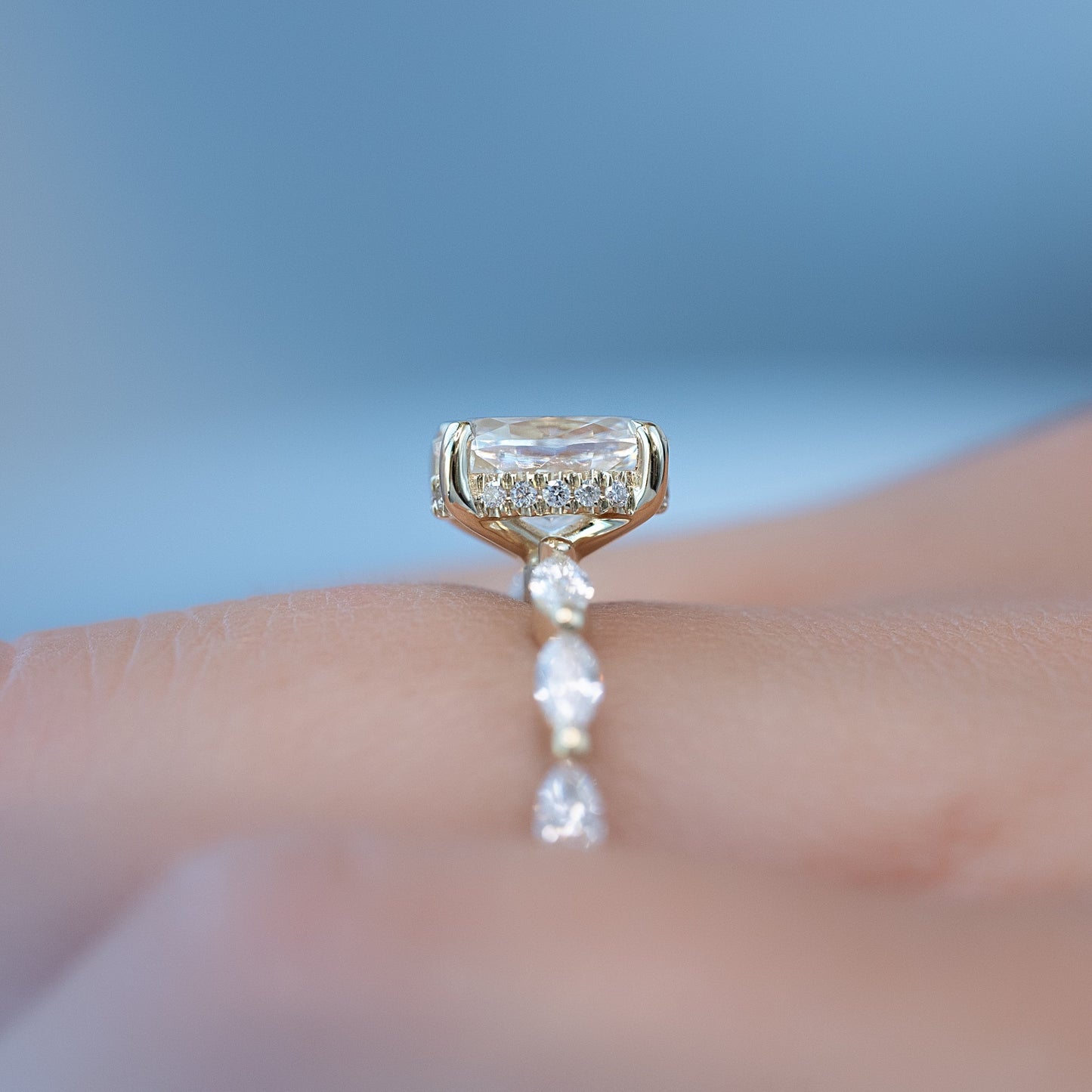 Asscher Three Stones Engagement Ring – 5.75 CT Moissanite Diamond