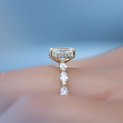 Asscher Three Stones Engagement Ring – 5.75 CT Moissanite Diamond