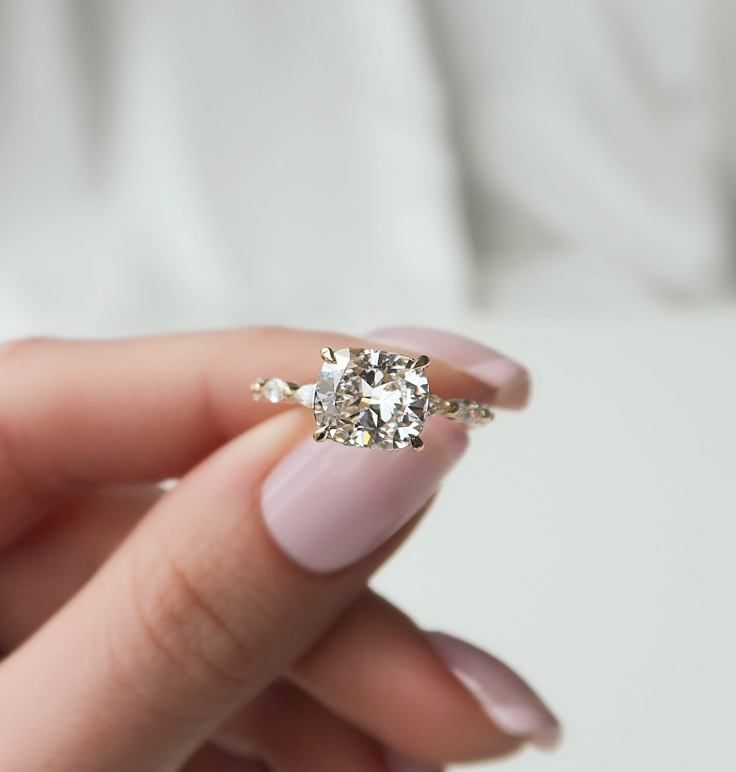 Asscher Three Stones Engagement Ring – 5.75 CT Moissanite Diamond