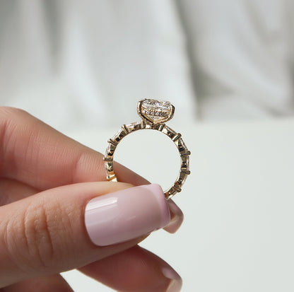 Asscher Three Stones Engagement Ring – 5.75 CT Moissanite Diamond