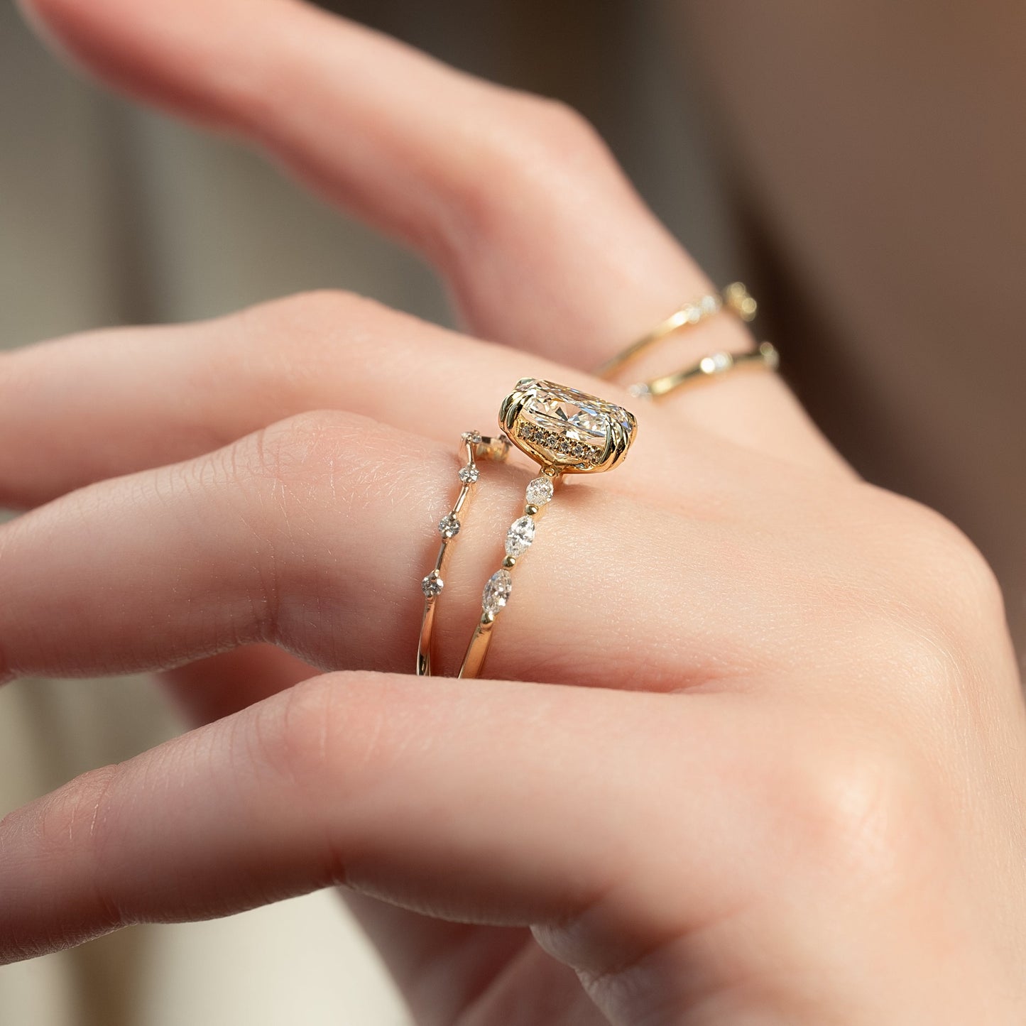 Asscher Three Stones Engagement Ring – 5.75 CT Moissanite Diamond