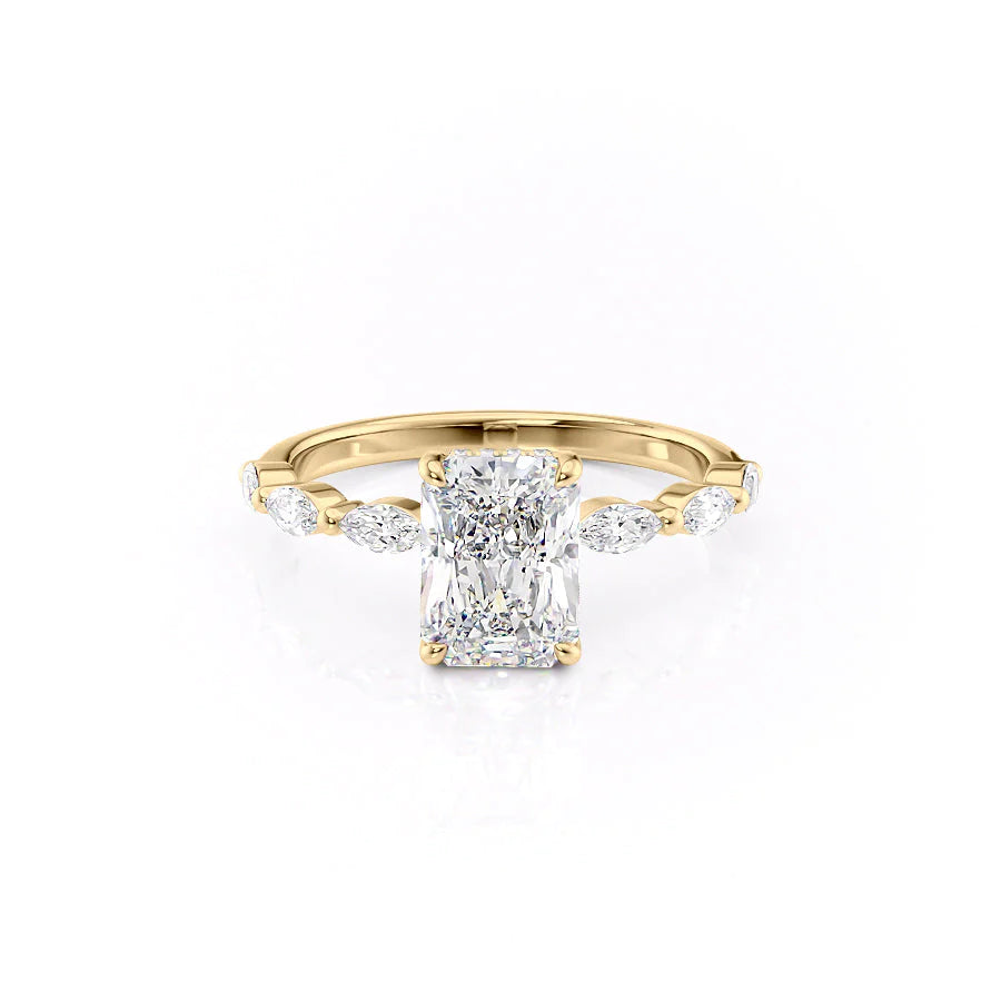 Asscher Three Stones Engagement Ring – 5.75 CT Moissanite Diamond