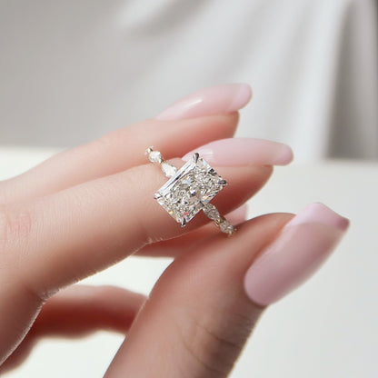 Asscher Three Stones Engagement Ring – 5.75 CT Moissanite Diamond