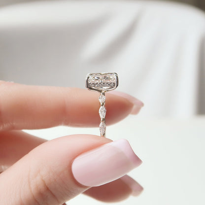 Asscher Three Stones Engagement Ring – 5.75 CT Moissanite Diamond