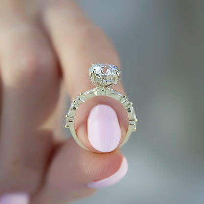 Asscher Three Stones Engagement Ring – 5.75 CT Moissanite Diamond