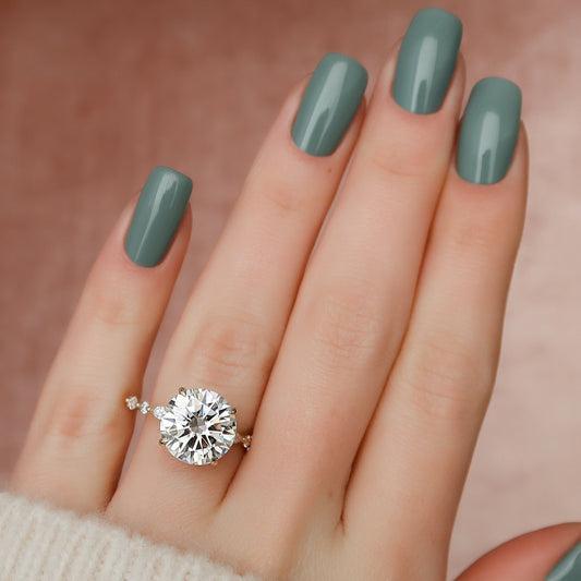 Asscher Three Stones Engagement Ring – 5.75 CT Moissanite Diamond