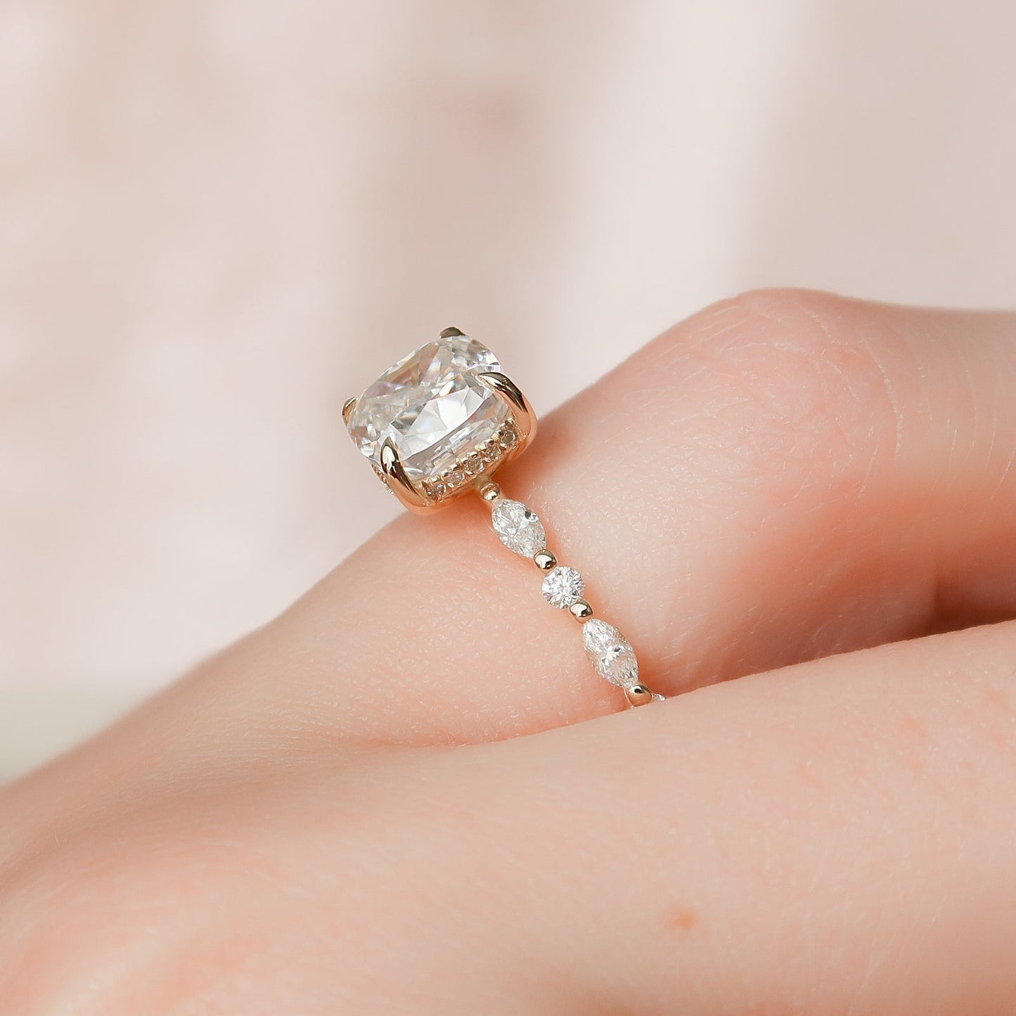 Asscher Three Stones Engagement Ring – 5.75 CT Moissanite Diamond