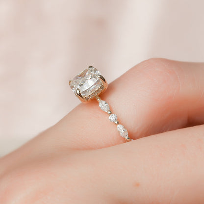 Asscher Three Stones Engagement Ring – 5.75 CT Moissanite Diamond