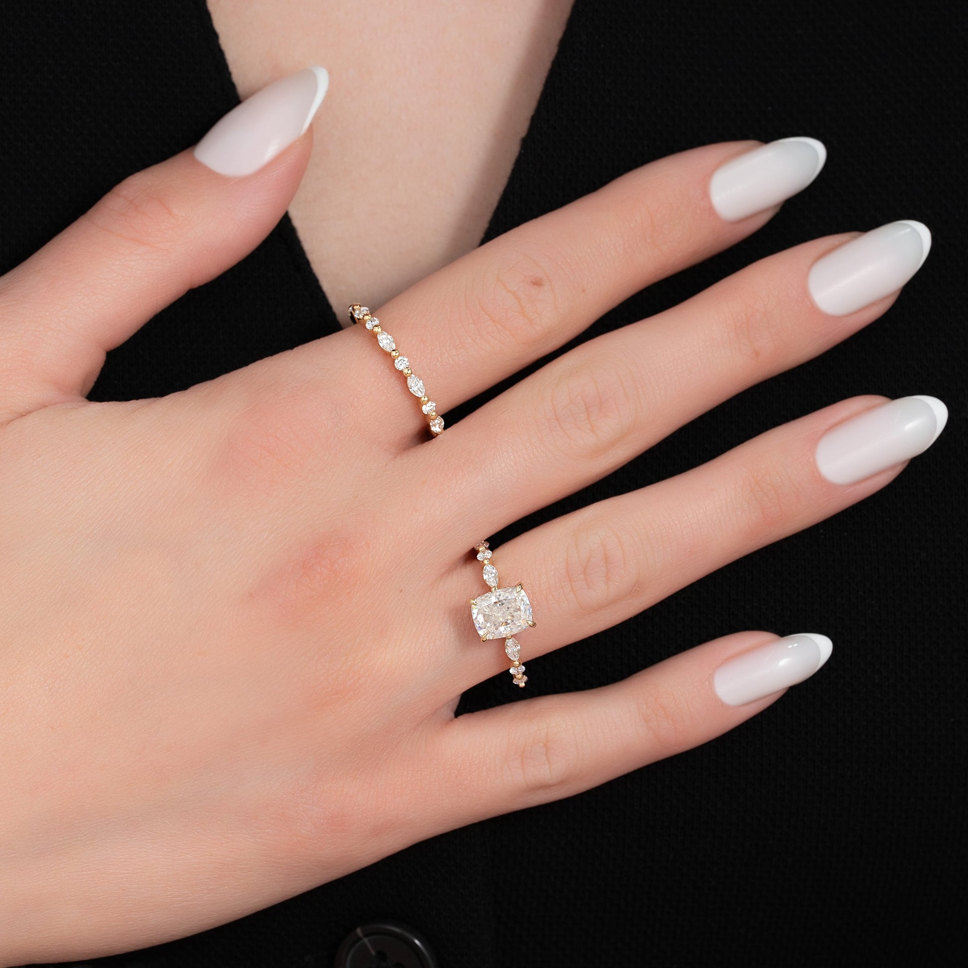Asscher Three Stones Engagement Ring – 5.75 CT Moissanite Diamond
