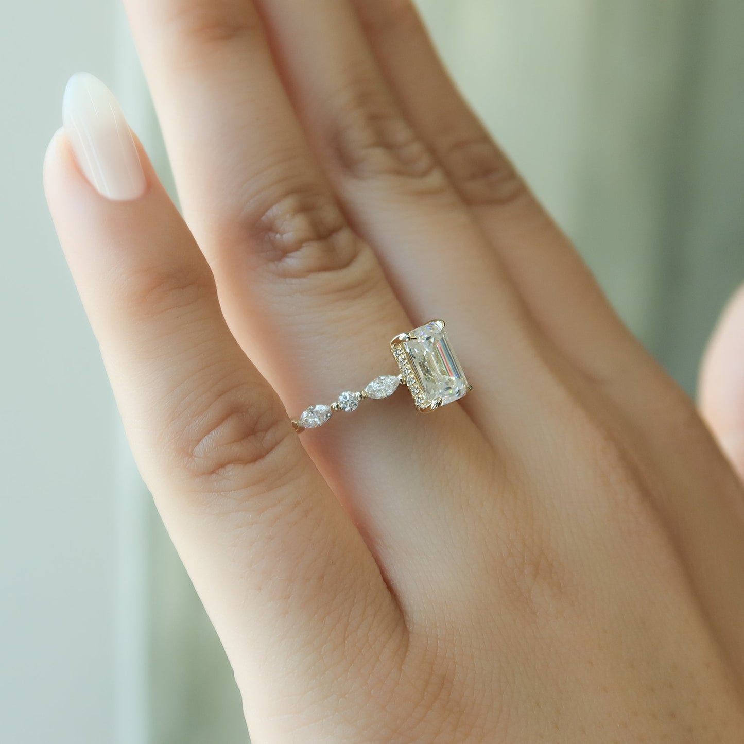 Asscher Three Stones Engagement Ring – 5.75 CT Moissanite Diamond