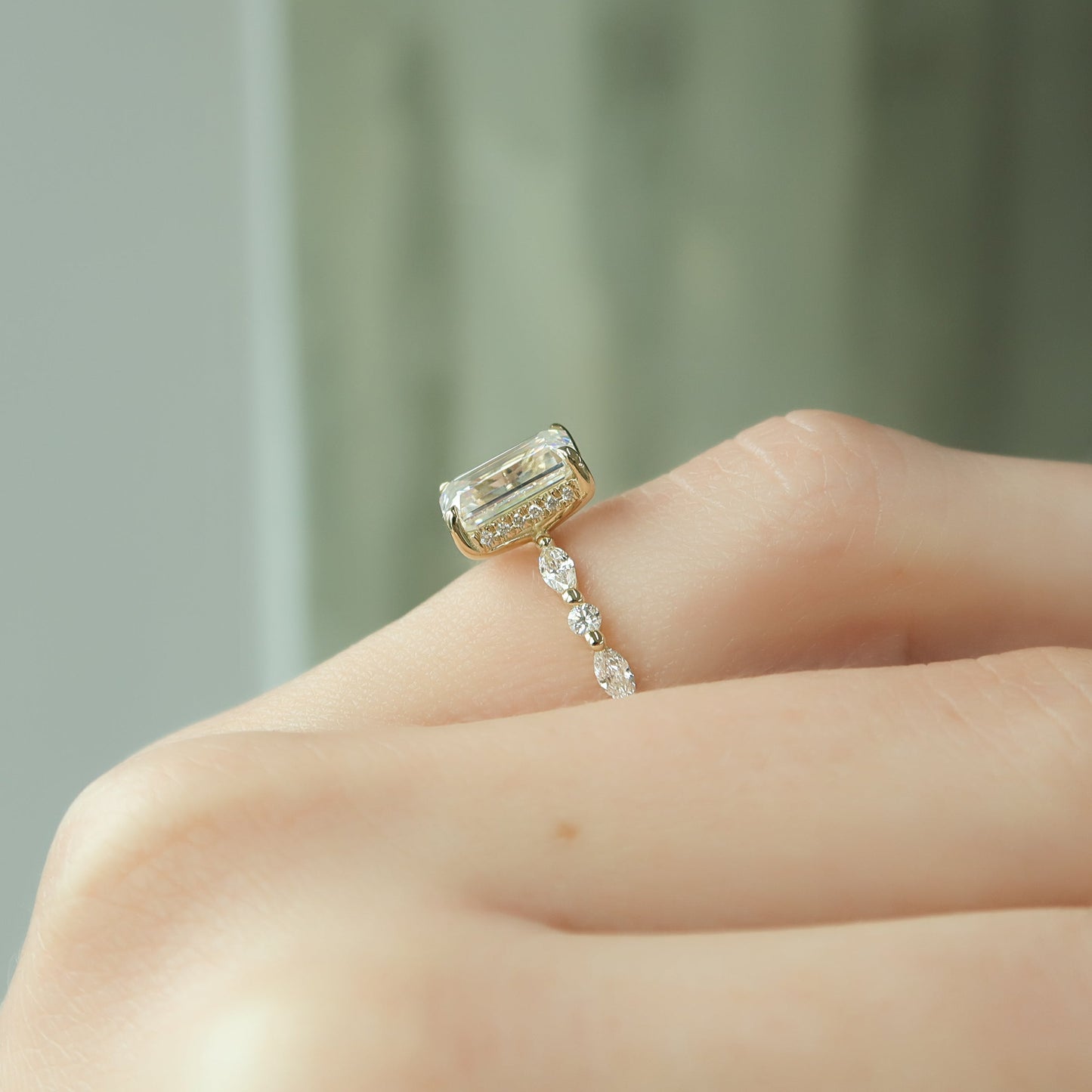 Asscher Three Stones Engagement Ring – 5.75 CT Moissanite Diamond