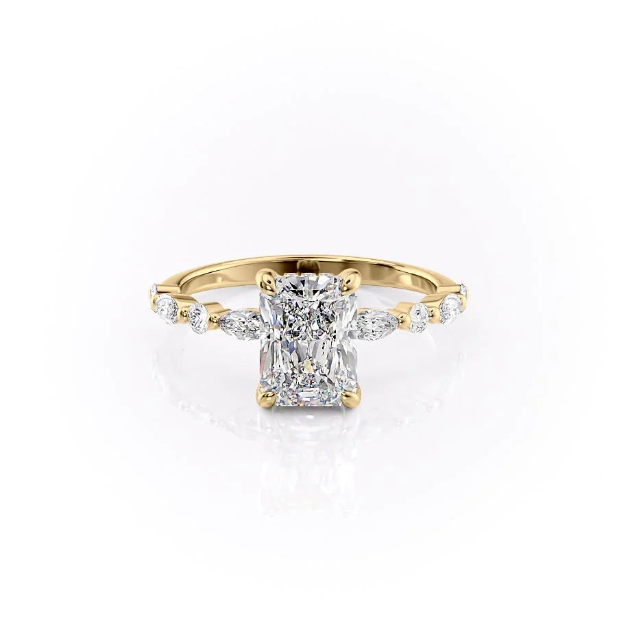 Asscher Three Stones Engagement Ring – 5.75 CT Moissanite Diamond