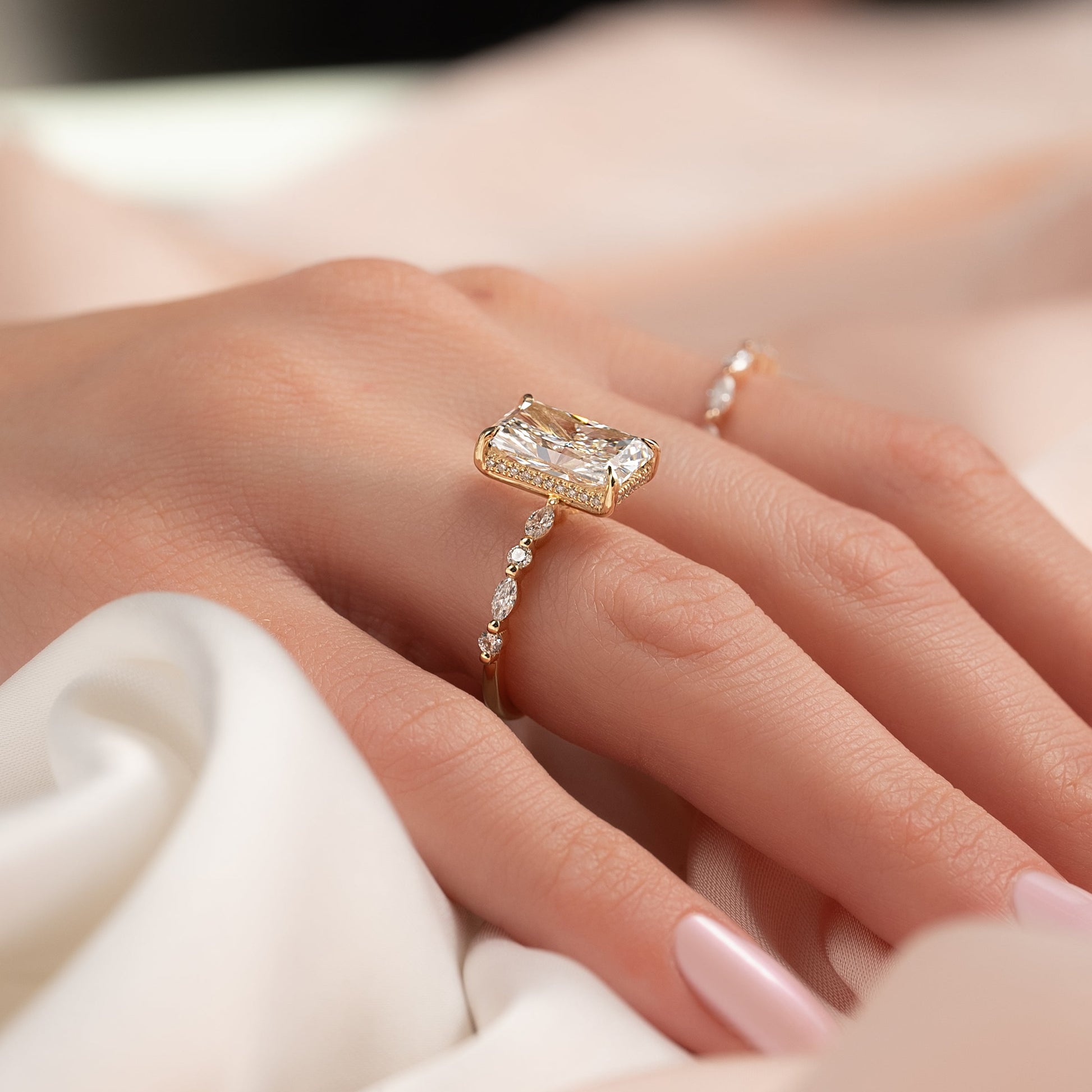 Asscher Three Stones Engagement Ring – 5.75 CT Moissanite Diamond