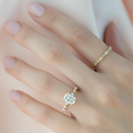 Asscher Three Stones Engagement Ring – 5.75 CT Moissanite Diamond