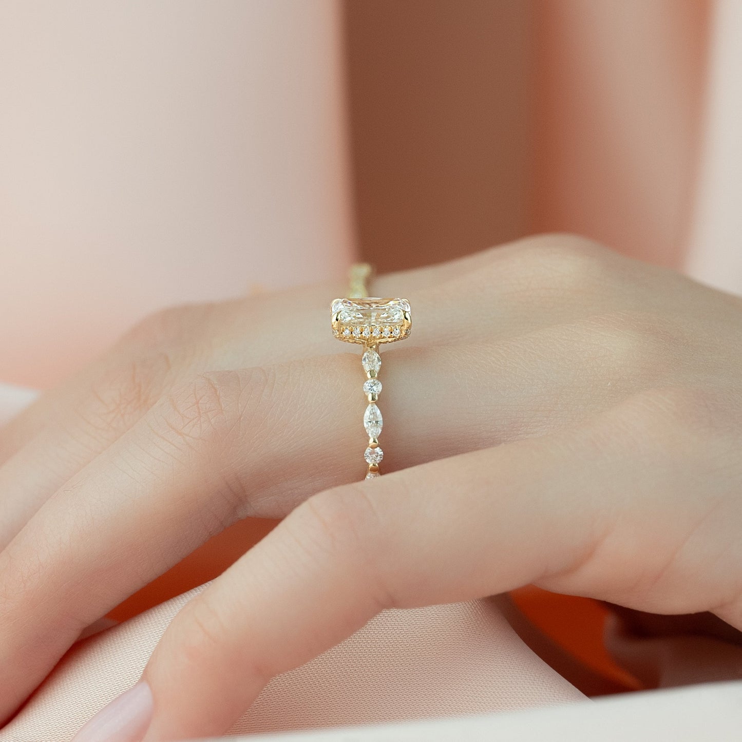Asscher Three Stones Engagement Ring – 5.75 CT Moissanite Diamond