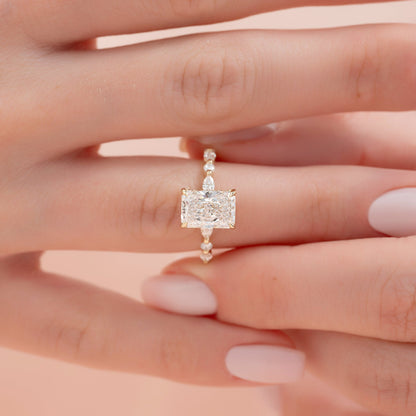 Asscher Three Stones Engagement Ring – 5.75 CT Moissanite Diamond