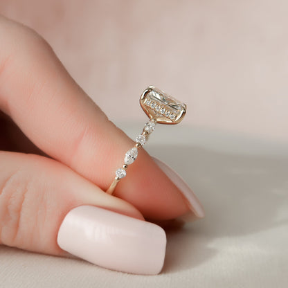 Asscher Three Stones Engagement Ring – 5.75 CT Moissanite Diamond
